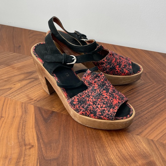 Rachel Comey platform heel clog sandals size 7.5 red and black - Picture 3 of 5